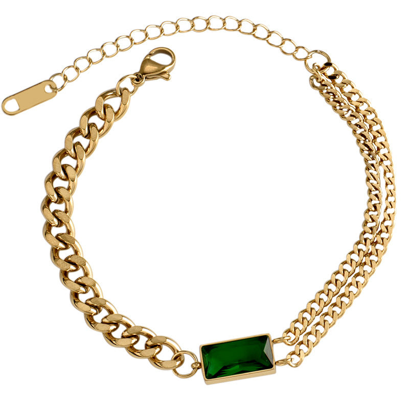 Emerald Zircon Clavicle Chain Simple Graceful Necklaces