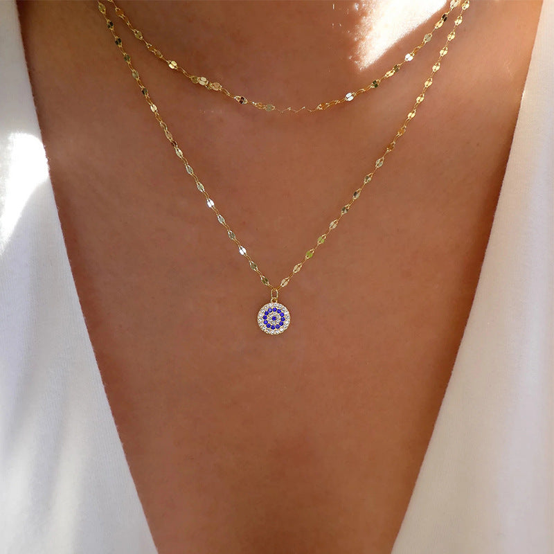 Women's Crystal Gold-plated Devil's Eye Fashion Personality Alloy Necklaces
