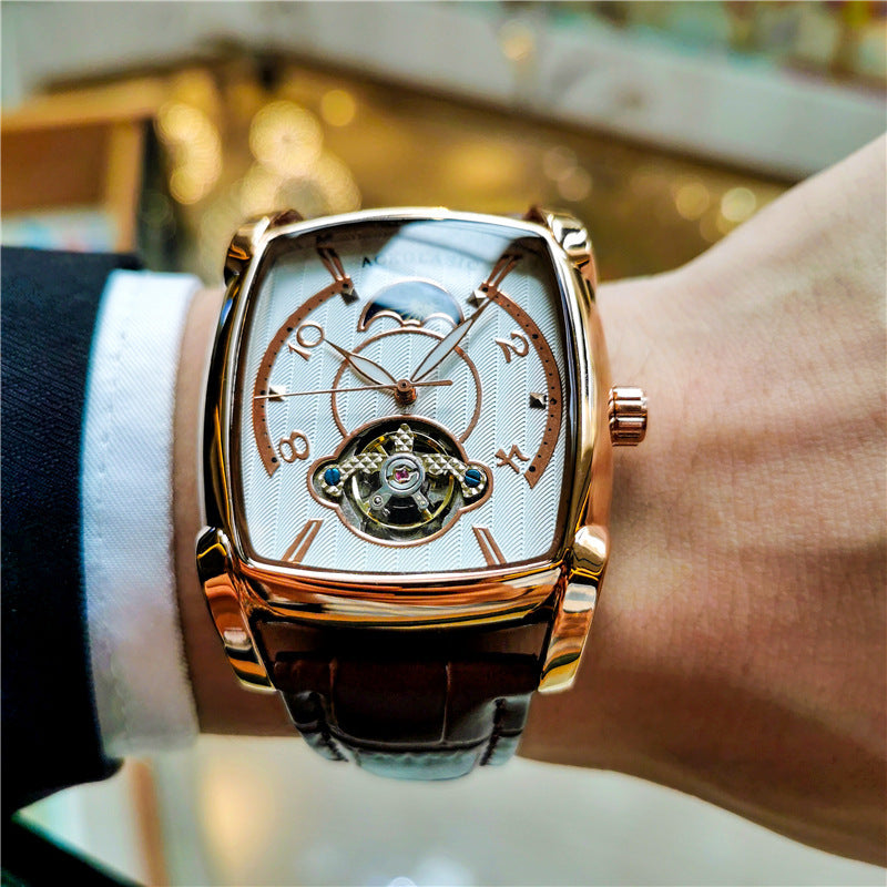 Men's Watch Square Large Dial Hollow Automatic Mechanical Watches