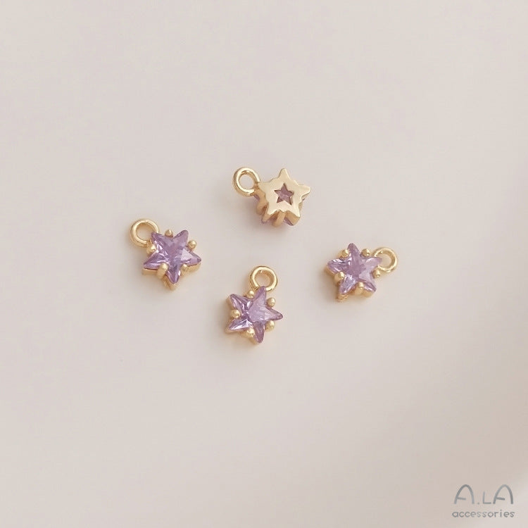 Color Pentagram Zircon Birthstone Lucky Stone Pendants