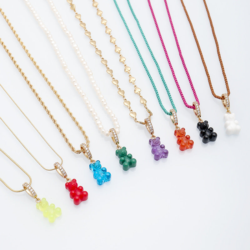 Women's Gummy Bear Versatile Candy Resin Personalized Pendants