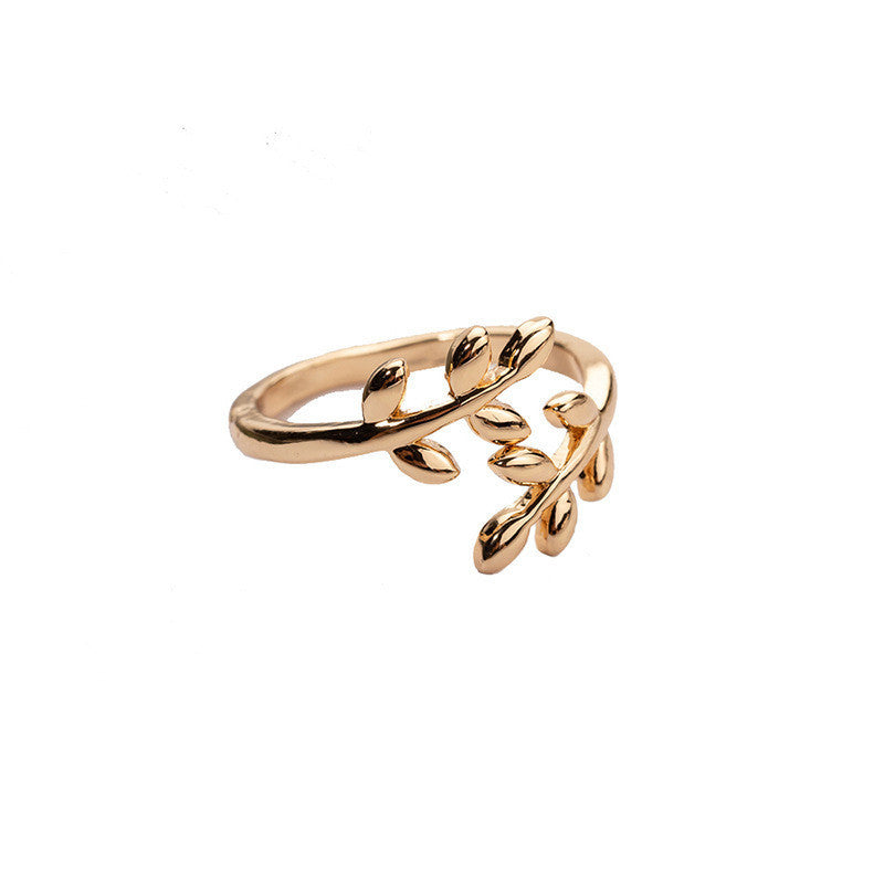 Women's Korean Leaf Laurel Sier Plated Jewelry Rings