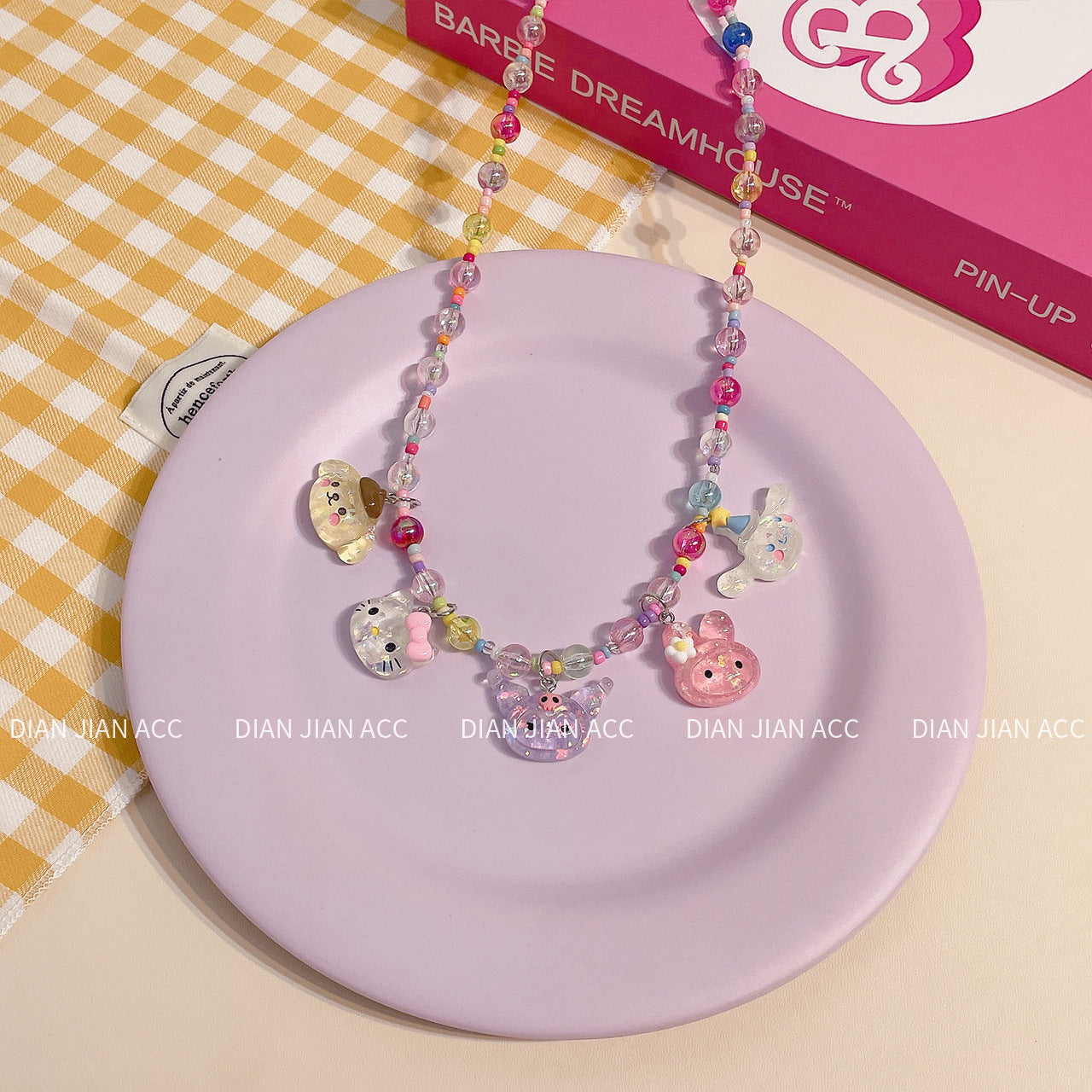 Korean Transparent Resin Color Beaded Little Princess Cute Cartoon Necklaces