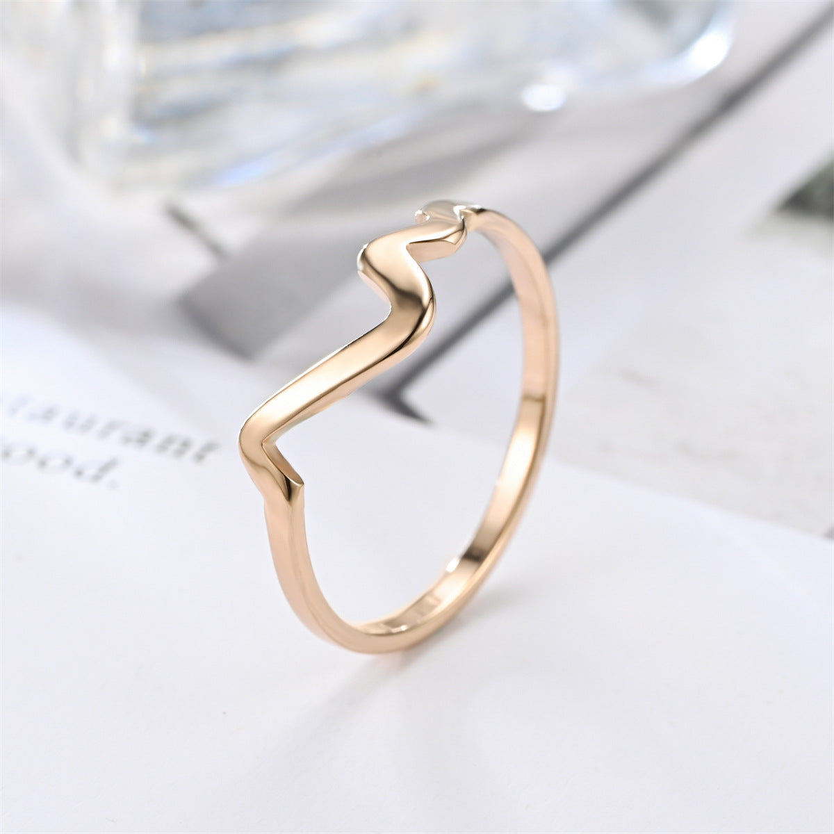 Korean Style Titanium Steel Irregular Female Ecg Rings