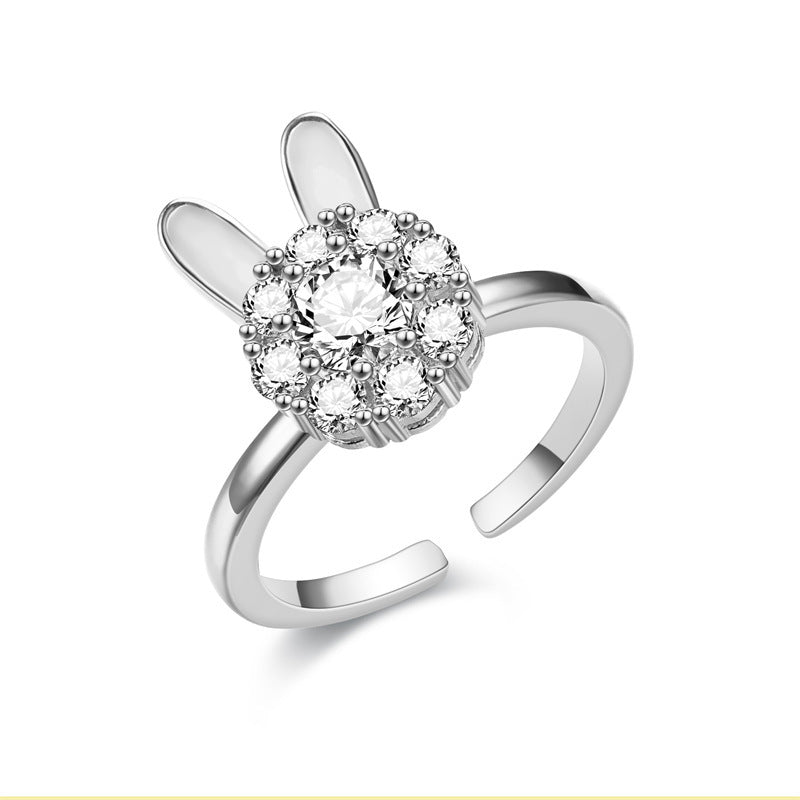 Open Hollow Zircon Butterfly Love Heart-shaped Rings
