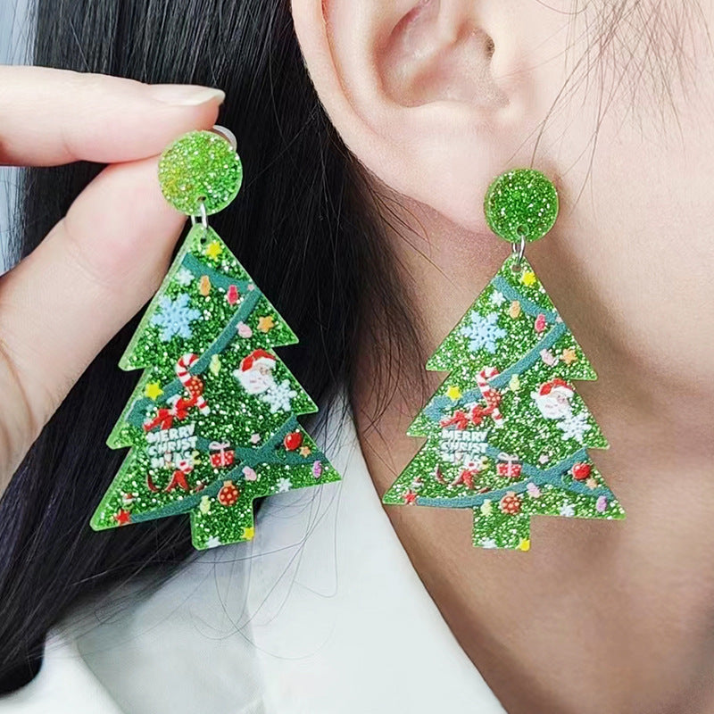 Acrylic Five-pointed Star Tree Personalized Eardrops Rings