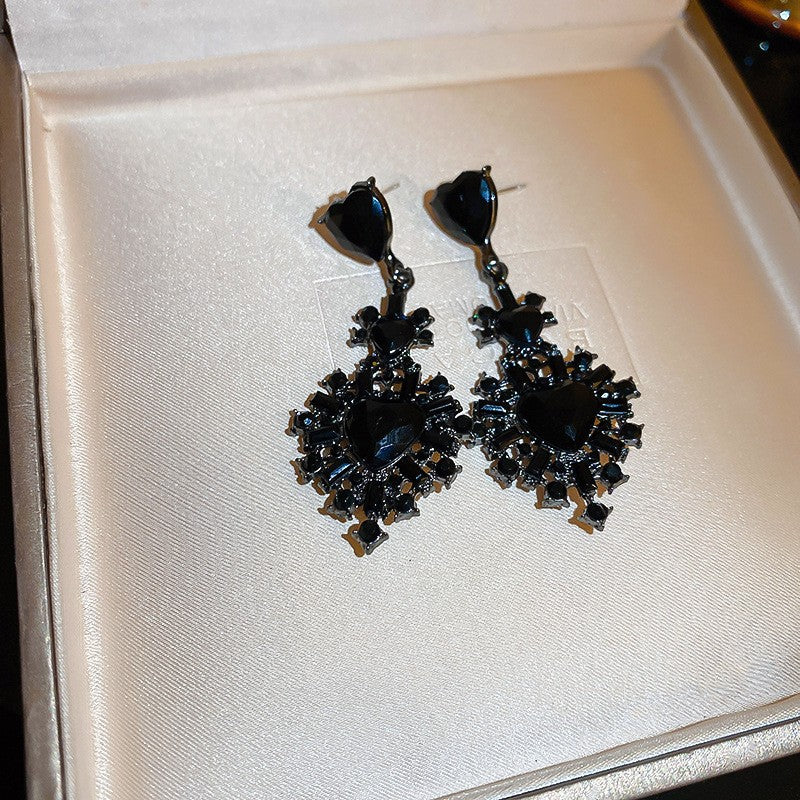 Needle Black Crystal Geometric Ear Minority Fashion Temperament Entry Earrings
