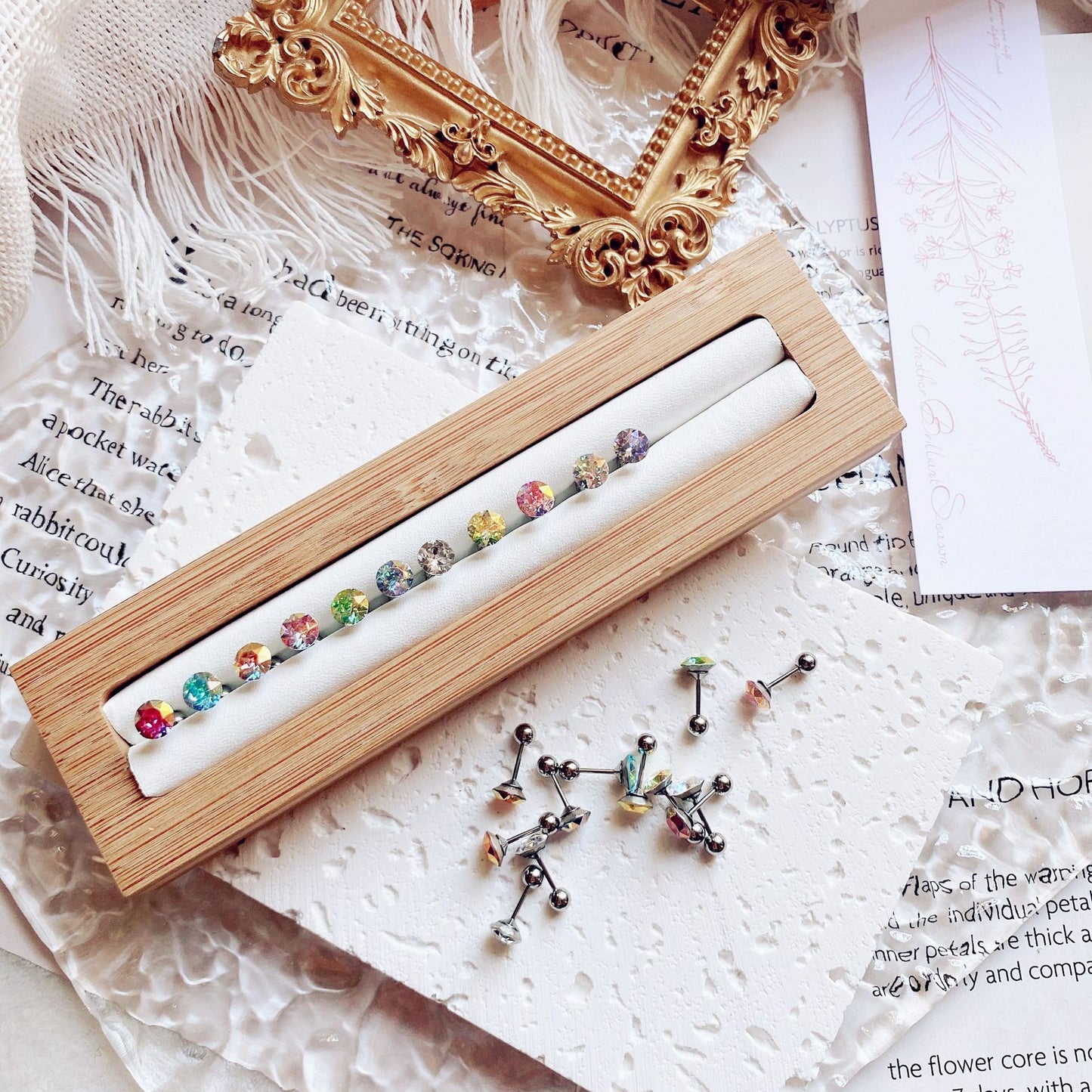 Coating Colorful Crystals Female Screw Tightening Earrings