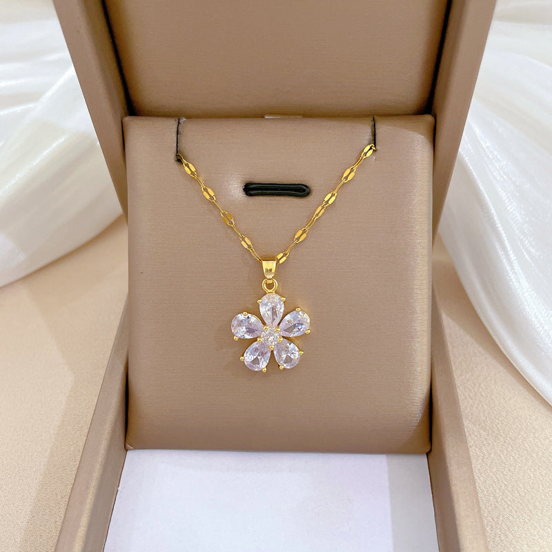 Steel Light Luxury Full Diamond Design Temperament Necklaces