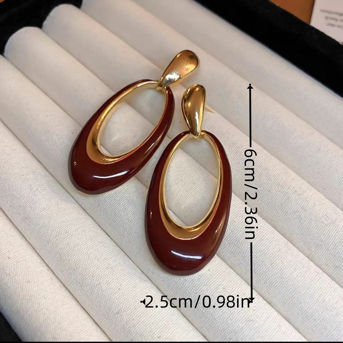 Gold-plated Enamel Drip Glazed Oval Exaggerated Fashion Earrings