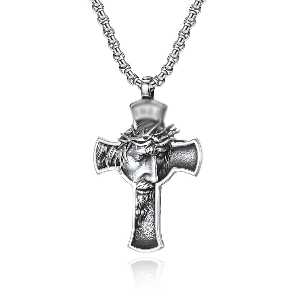 Style Stainless Steel Portrait Cross Titanium Pendants
