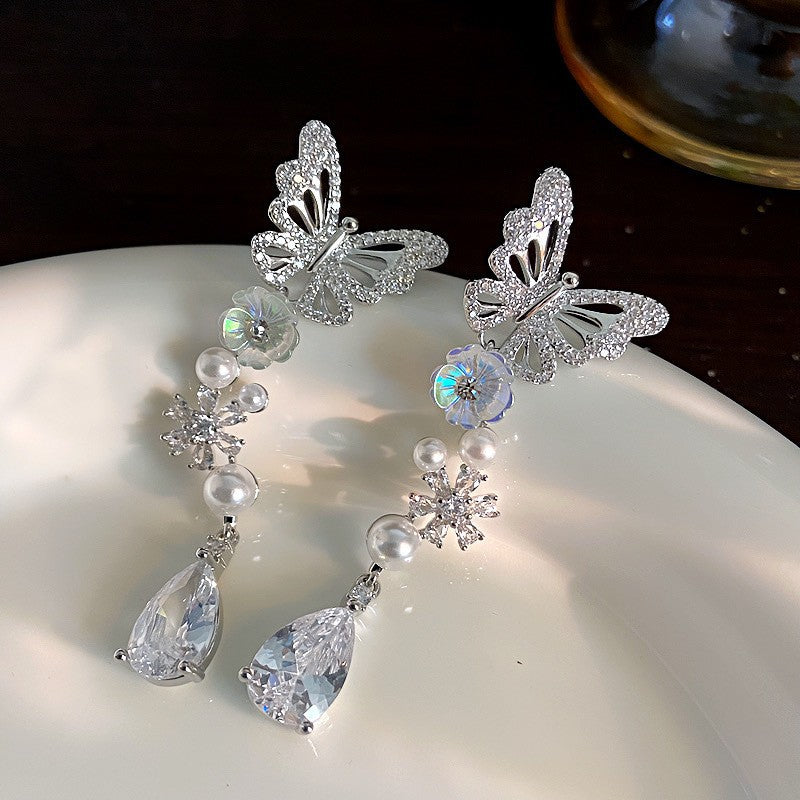 Fashion Zirconia Micro Inlaid Zircon Long Earrings