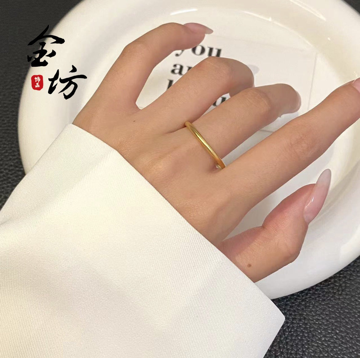 Gold Heritage Simple Glossy Frosted Matte Rings