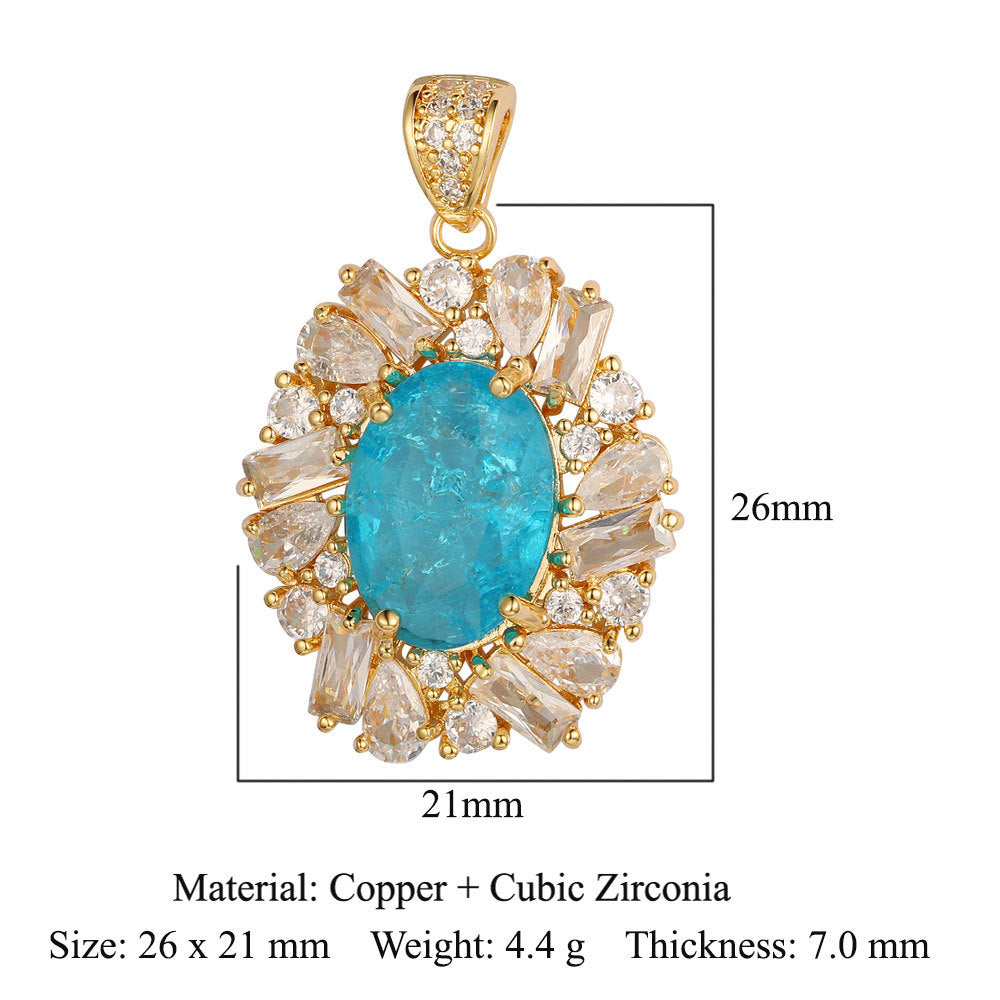 Cut Zircon Vintage Water Drop Oval Necklaces