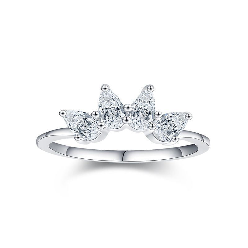 Female Korean Simple Light Luxury Drop-shaped Zircon Rings