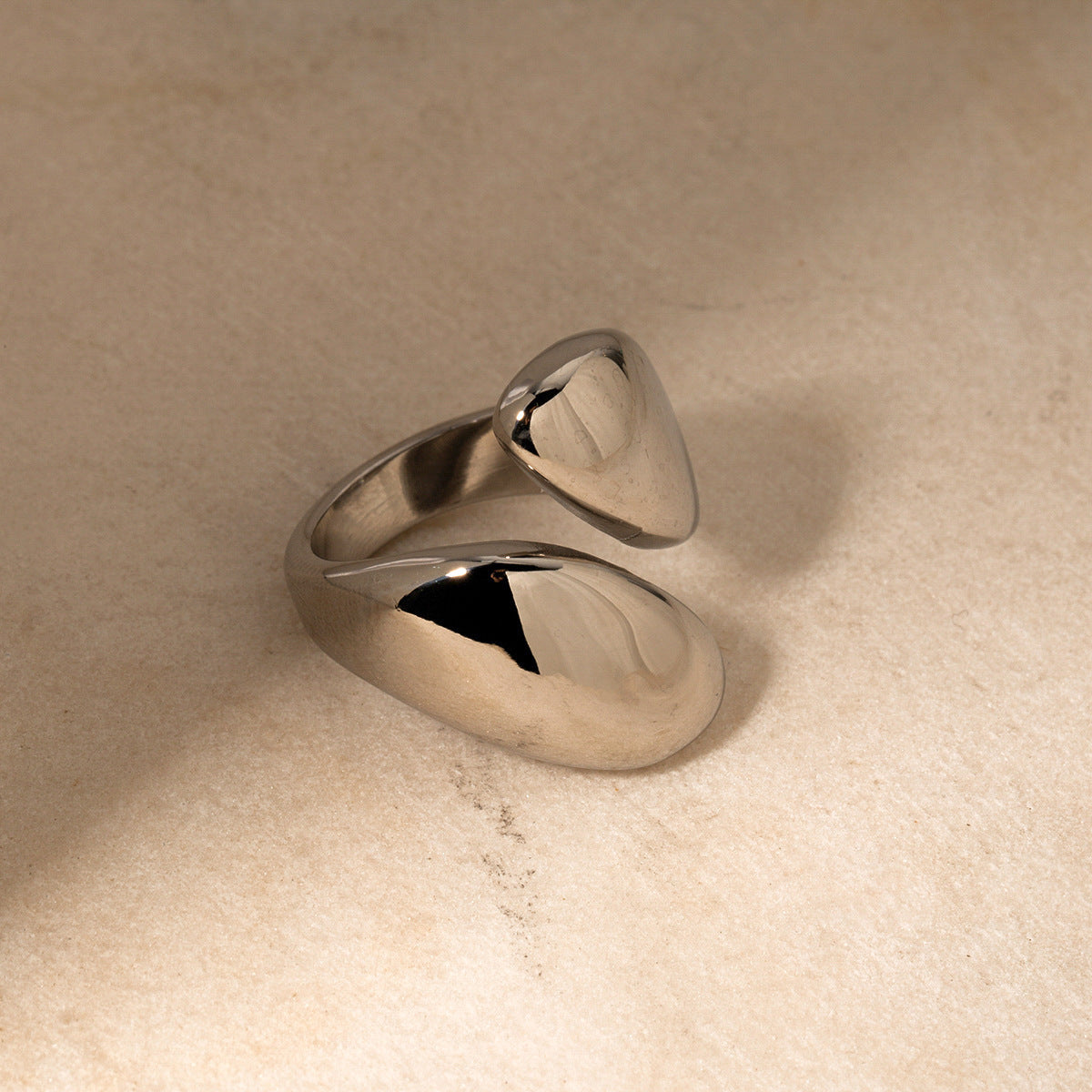 Water Drop Glossy Asymmetric Open Light Luxury Rings