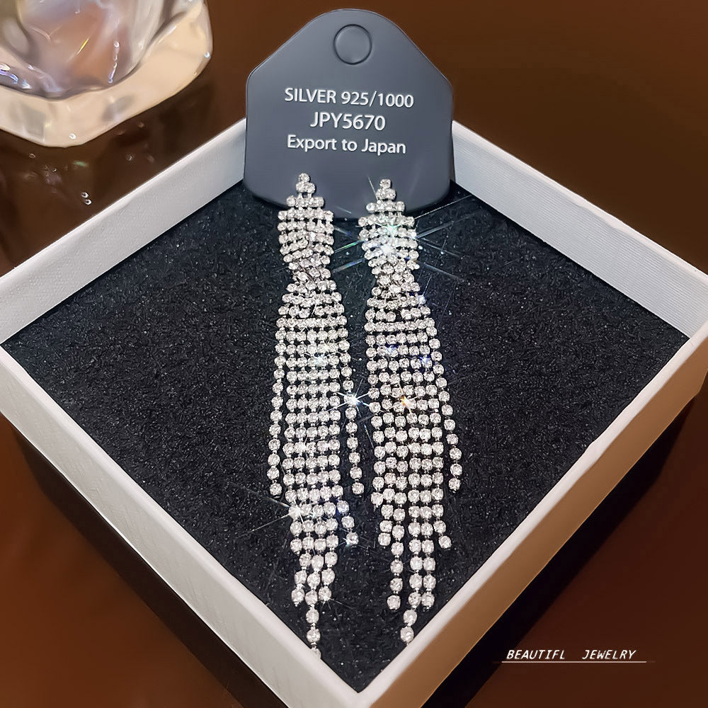 Women's Zircon Tassel High-grade Light Luxury Delicate Earrings