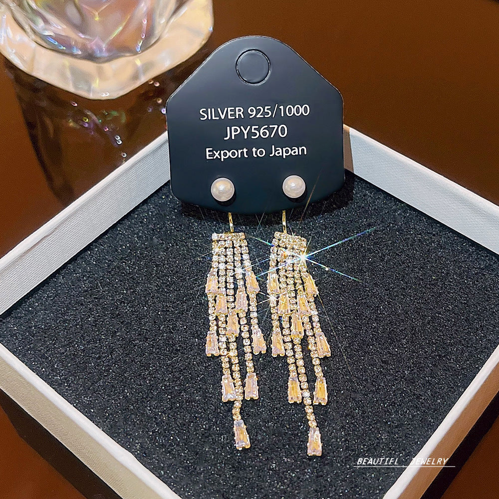 Women's Zircon Tassel High-grade Light Luxury Delicate Earrings
