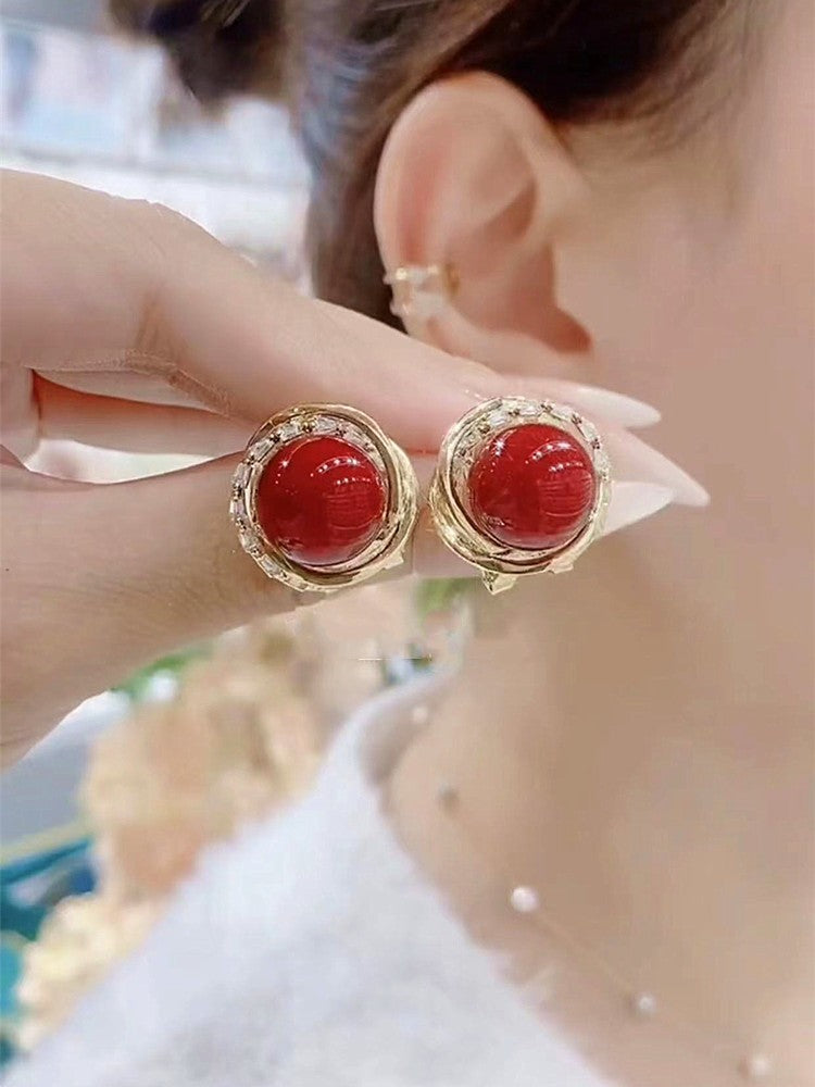 Women's Eyes Pearl Retro Fashion Sier Needle Earrings