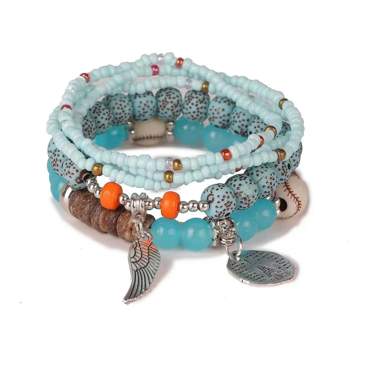 Bohemian Beads Wings Tower Elastic String Ethnic Bracelets
