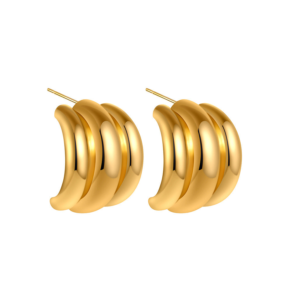Smooth Arc Claw Ear High Profile Large Earrings