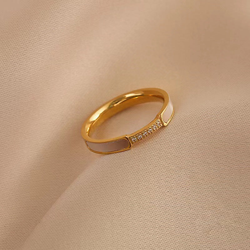 Mild Luxury Shell Rose Gold White Titanium Steel Rings
