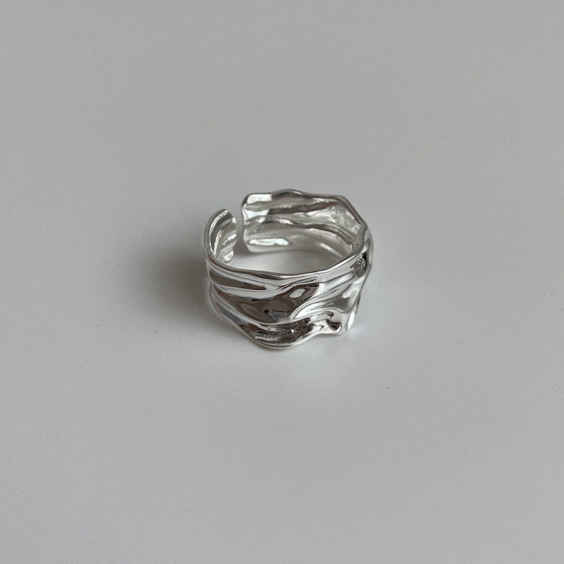Women's Geometric Pleated Retro Fashion Exaggerated Sier Open Rings
