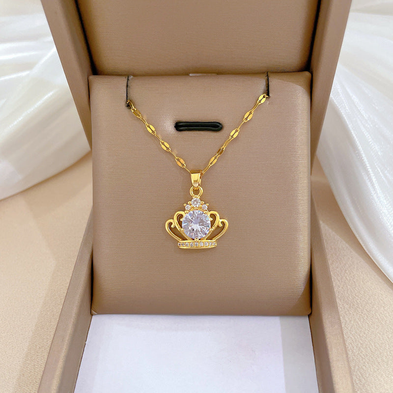 Steel Light Luxury Full Diamond Design Temperament Necklaces