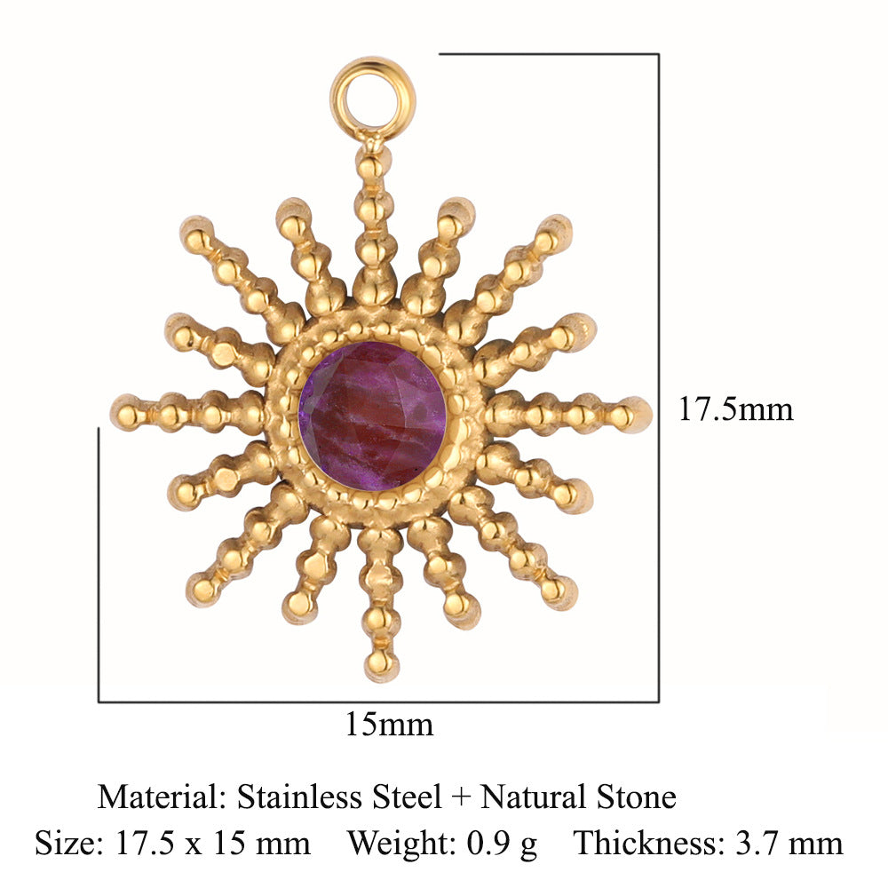 Bohemian Natural Stone Titanium Steel Jewelry Pendants