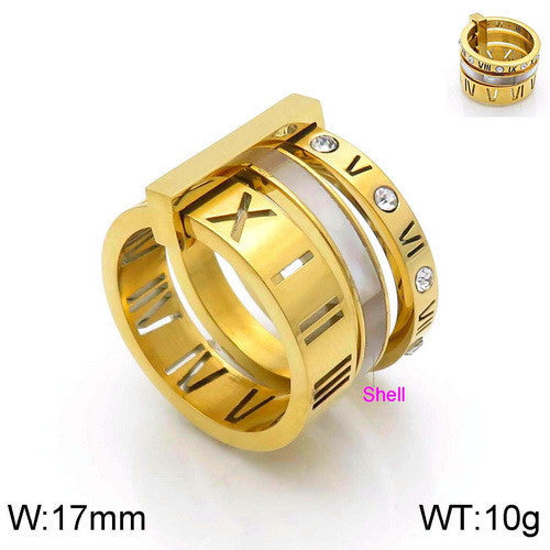 Women's Roman Letters Two-color Fashion Atmospheric Stainless Rings