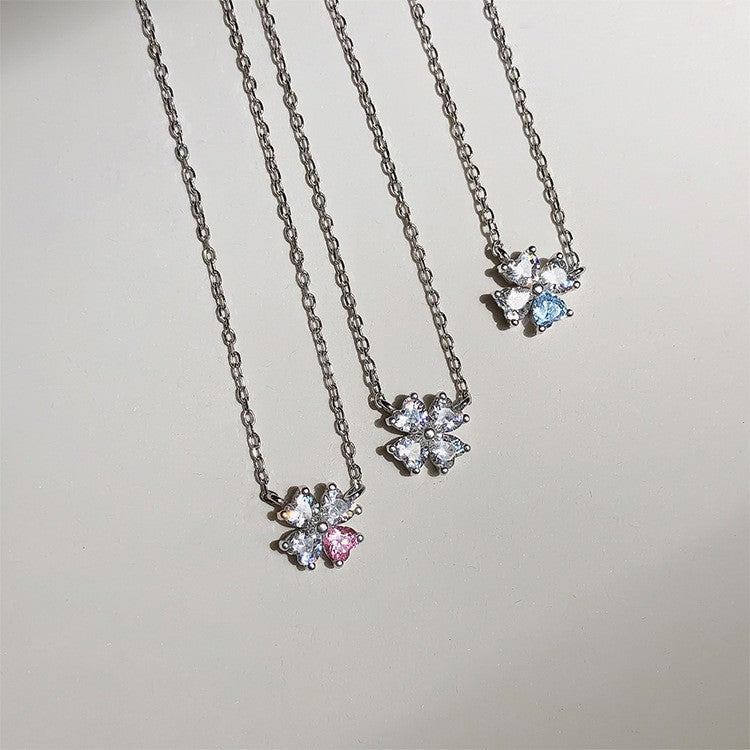 Zircon Heart-shaped Four-leaf Clover Special Interest Necklaces