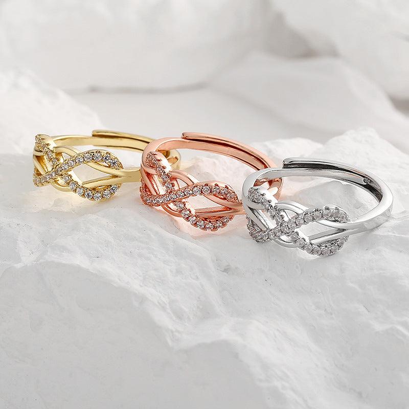 Women's Line Cross Inverted Word Hollow Design Rings
