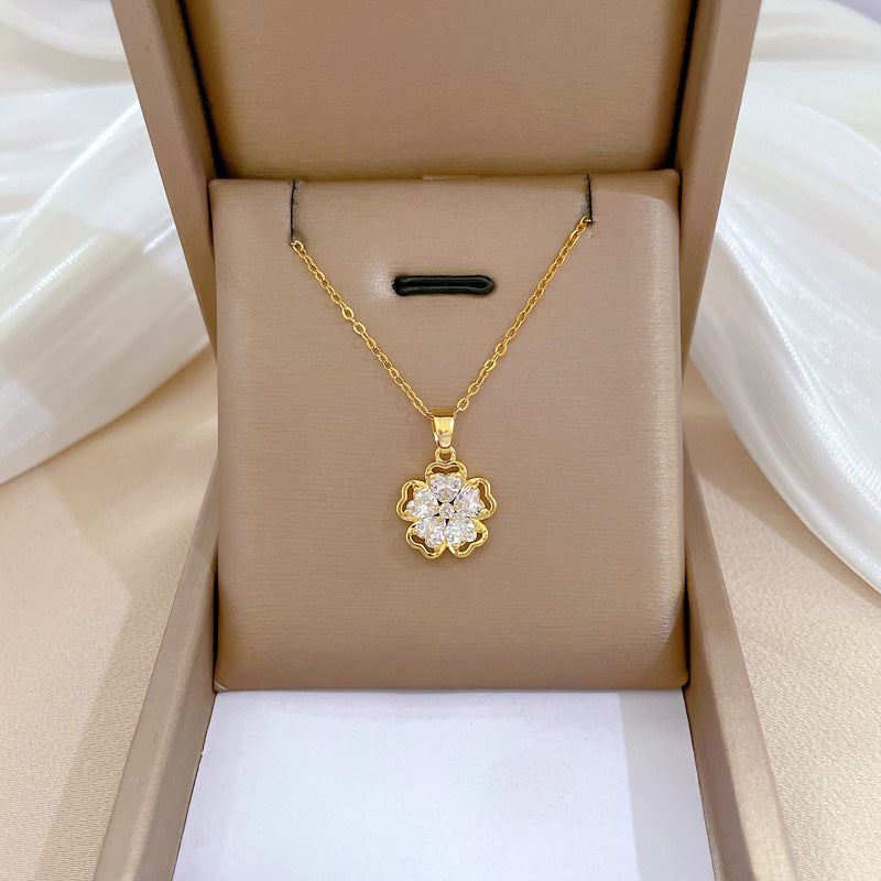 Steel Light Luxury Full Diamond Design Temperament Necklaces