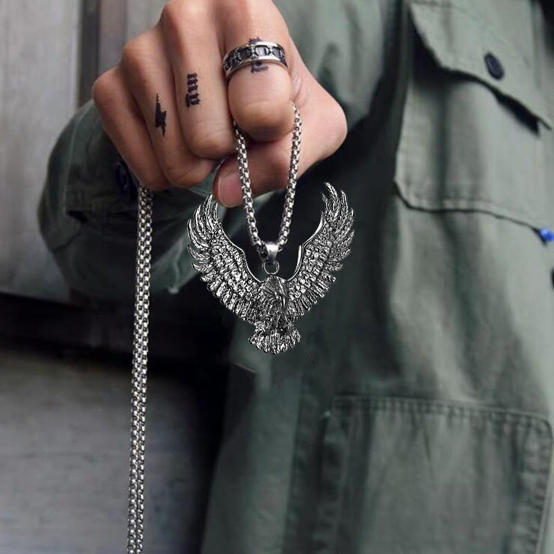 Men's Style Eagle Personality Titanium Steel Retro Necklaces