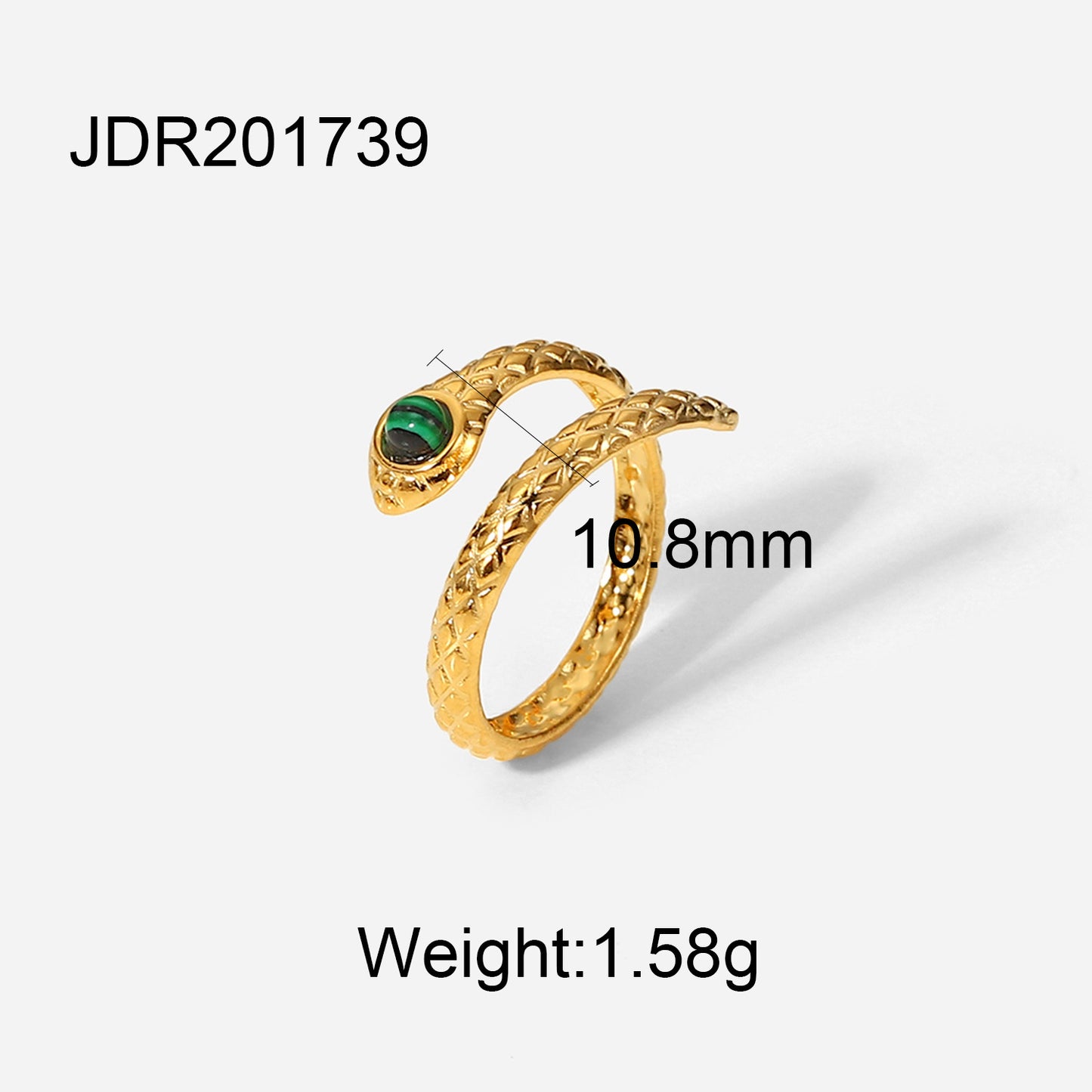 French Retro Stainless Steel Open Natural Stone Drop Rings