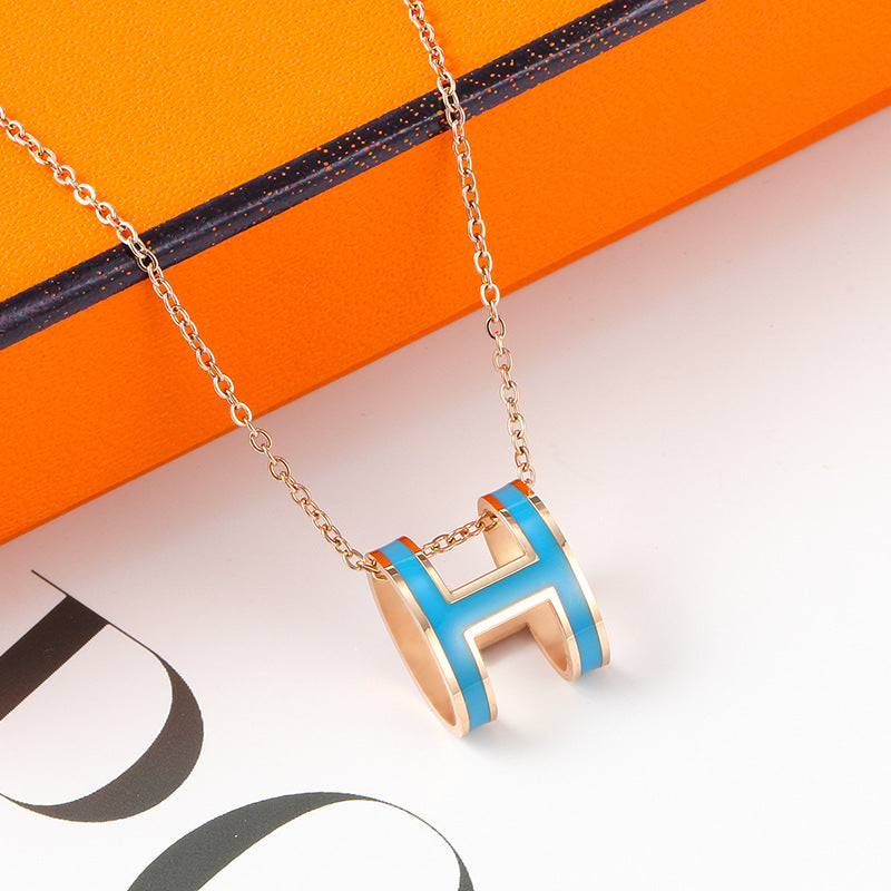 Temperamental Rose Gold Enamel Clavicle Chain Female Necklaces