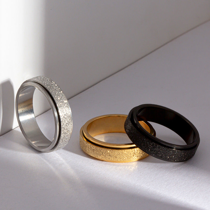 Standard Code Colorful Rose Gold Titanium Steel Frosted Rotatable Rings