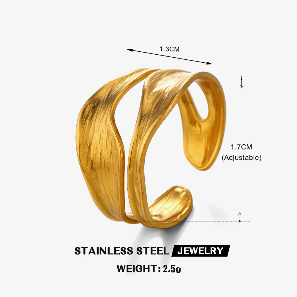 Fashion Popular Irregular Shaped French Retro Gold-plated Rings