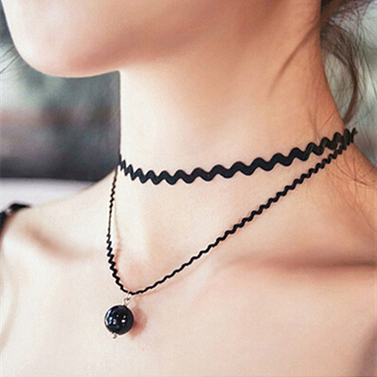 Simple Black Lace Neckband Necklet Female Necklaces