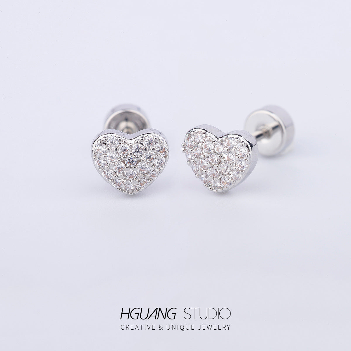 Micro Inlaid Zirconium Ear Bone Creative Heart Earrings