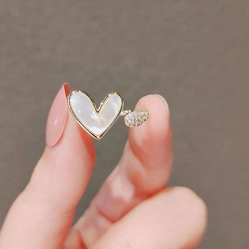 Open Hollow Zircon Butterfly Love Heart-shaped Rings