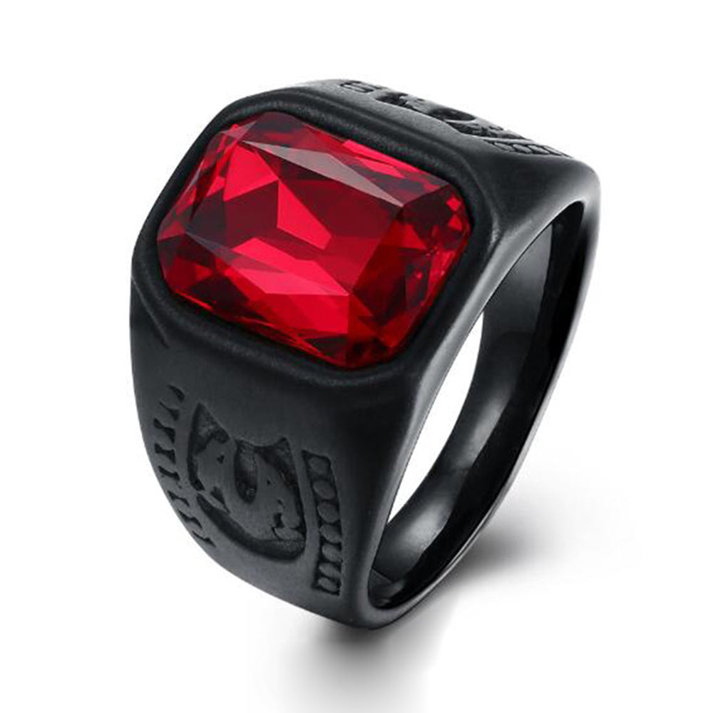 Men's Personality Fashion Ruby Hip Hop Punk Rings