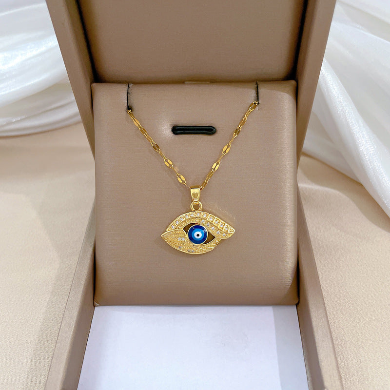 Steel Light Luxury Full Diamond Design Temperament Necklaces