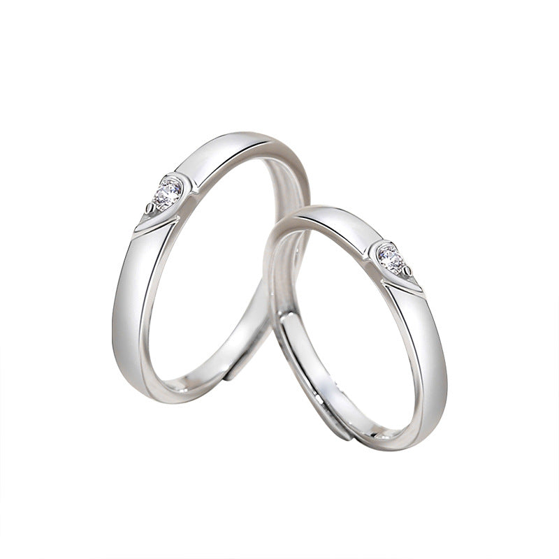Women's & Men's Love Couple Simple Platinum Sier Versatile Rings