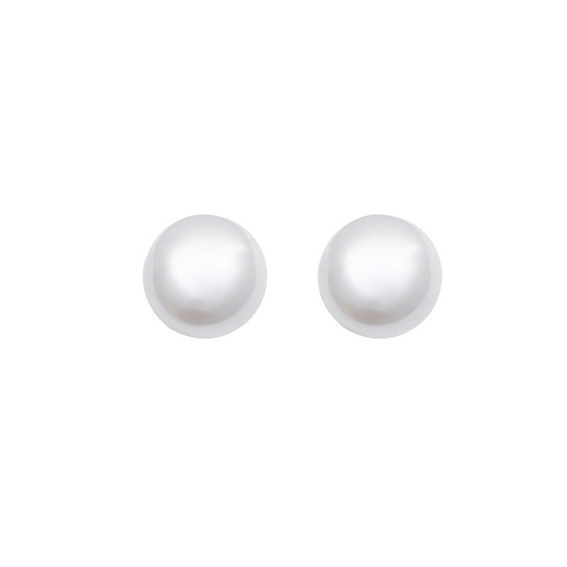Women's White Steamed Bread Pearl For Compact Earrings
