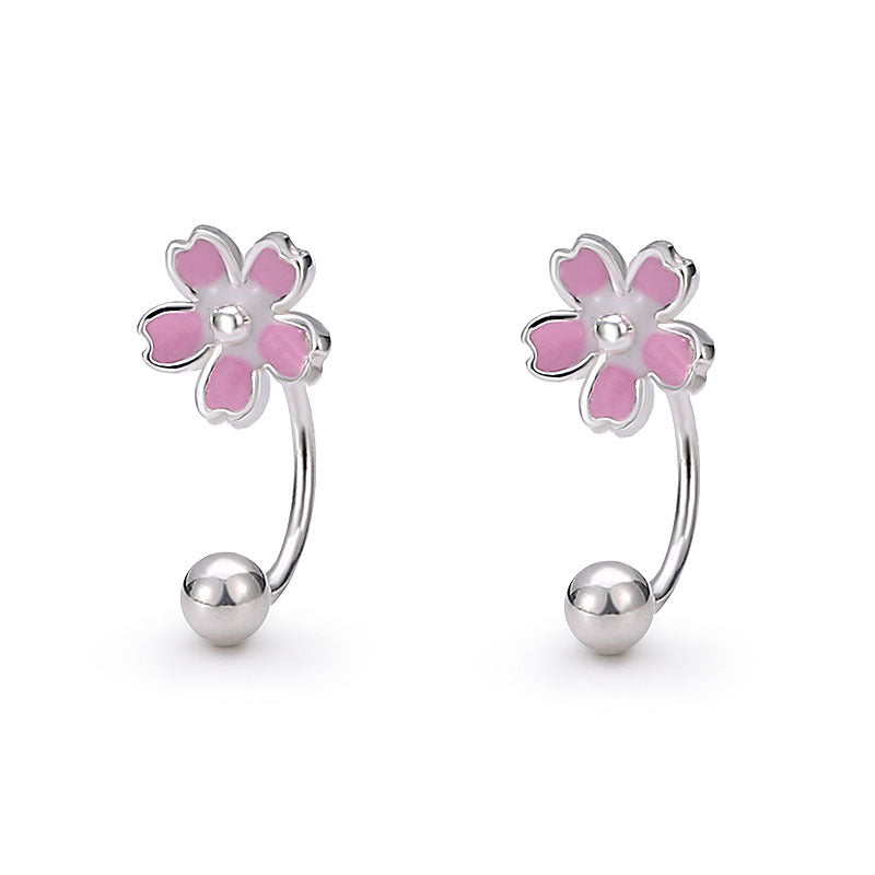 Sier Small Flower Ear Young Personalized Fresh Earrings