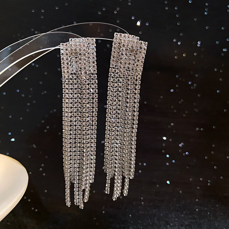 Fashion Zirconia Micro Inlaid Zircon Long Earrings