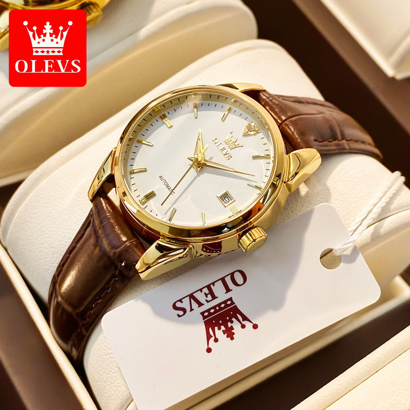 Women's Watch Fashion Waterproof Leather Strap Ladies Mechanical Watches