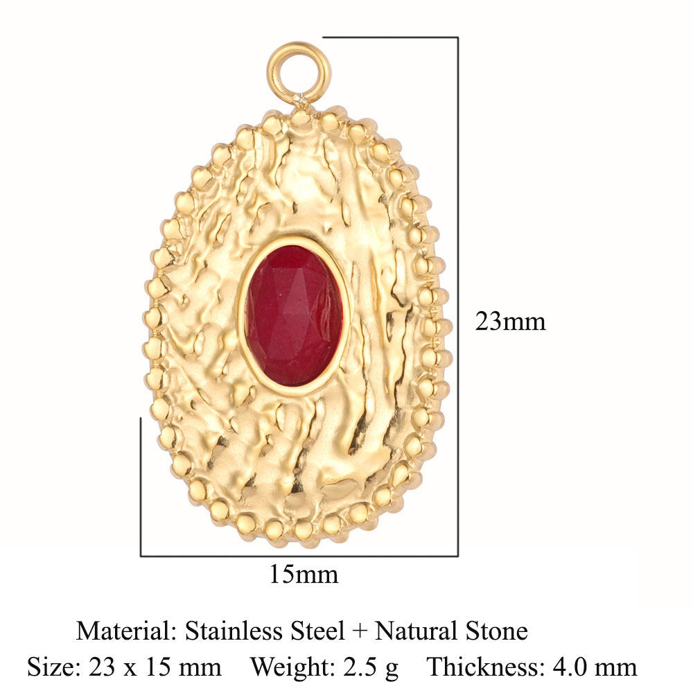 Bohemian Natural Stone Titanium Steel Jewelry Pendants