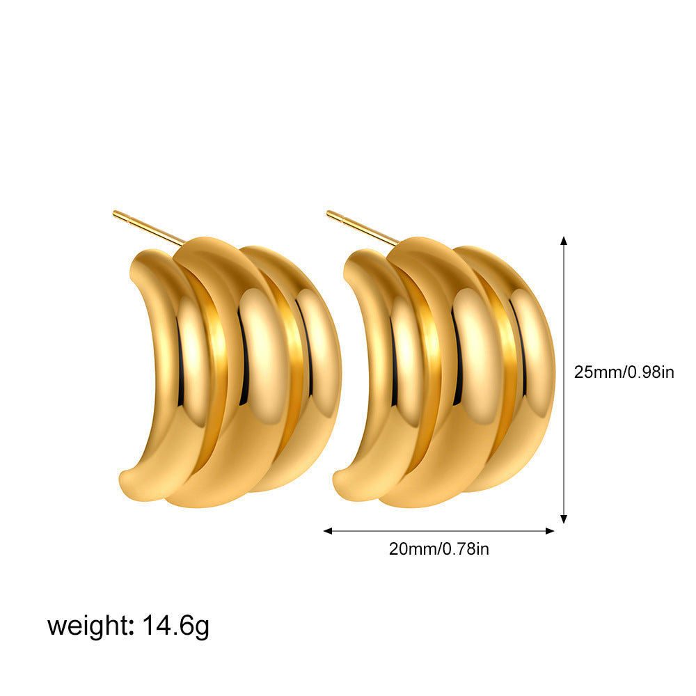 Smooth Arc Claw Ear High Profile Large Earrings